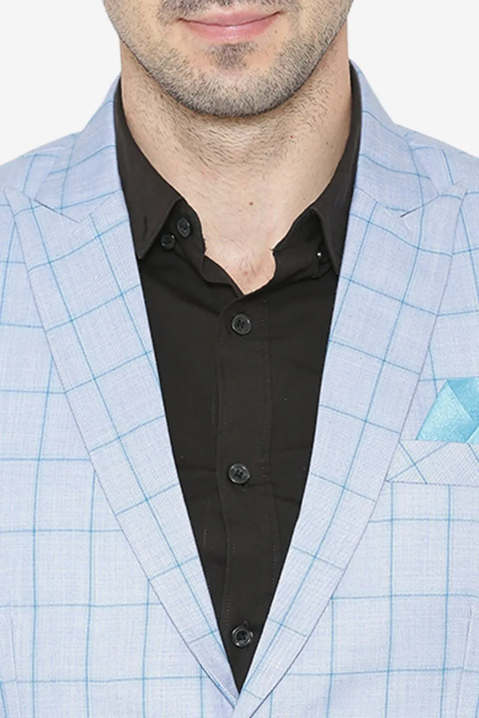 Polyester Cotton Sky Blue  Blazer