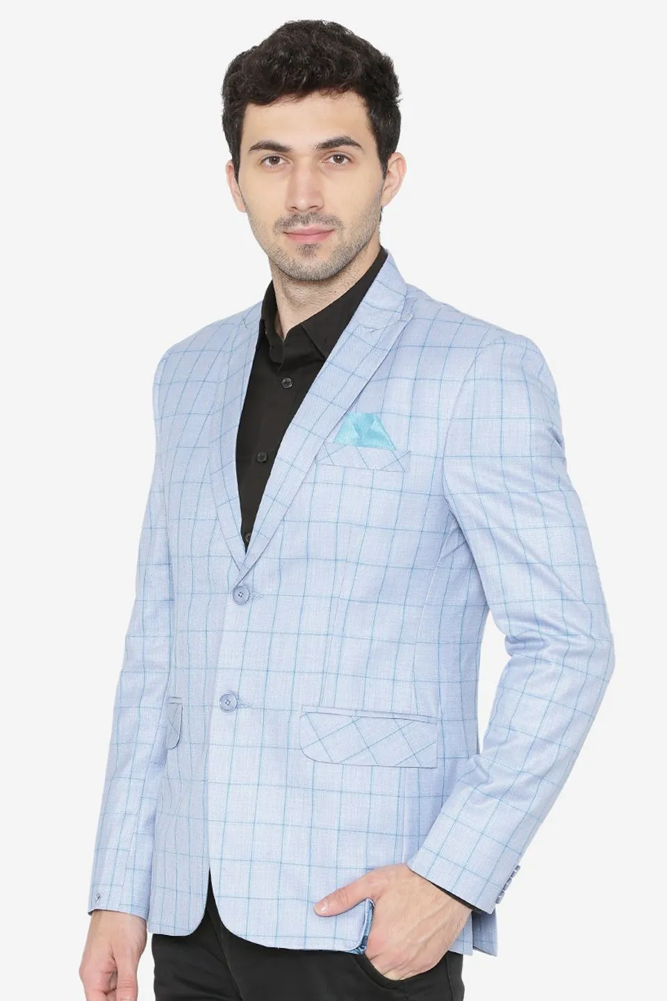 Polyester Cotton Sky Blue  Blazer