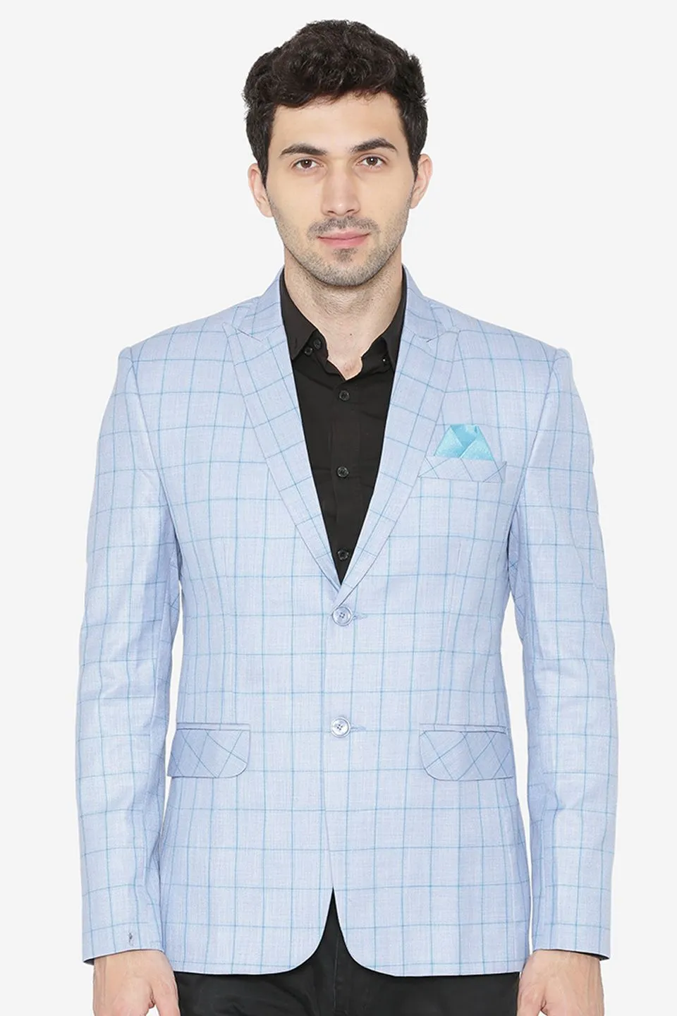 Polyester Cotton Sky Blue  Blazer
