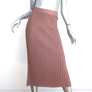 Prada Midi Skirt Dusty Rose/Gold Lurex Ribbed Knit Size 40
