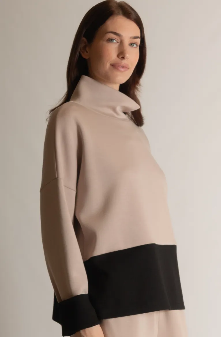 PT10931 - "Butter Modal" Color Block Mock Neck Top