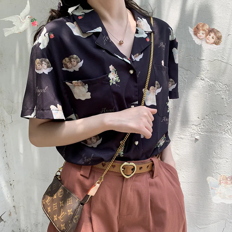 "ANGEL CHIFFON SHORT SLEEVE" SHIRT D042701