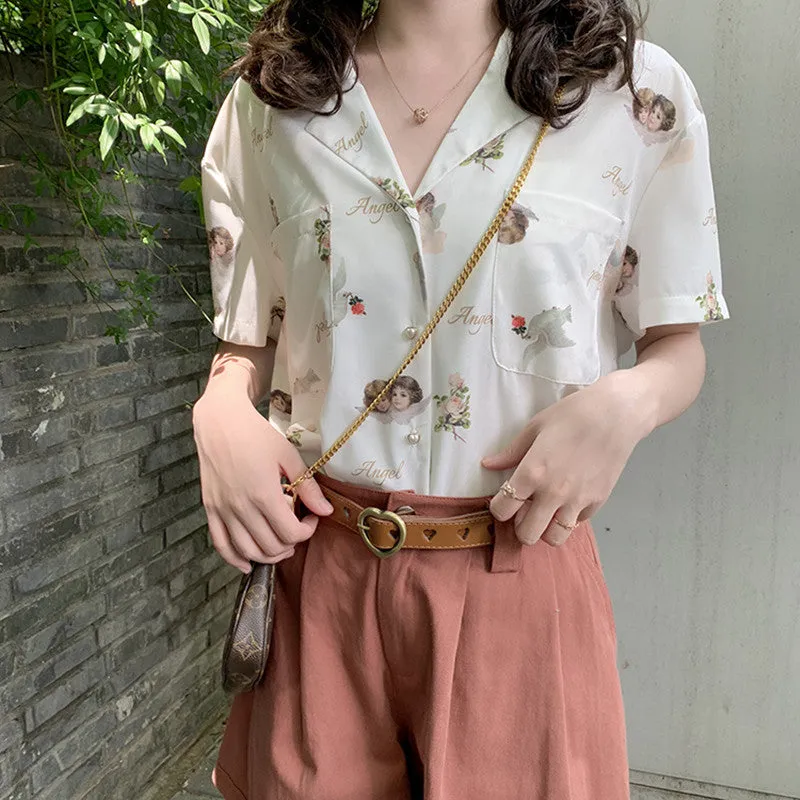 "ANGEL CHIFFON SHORT SLEEVE" SHIRT D042701