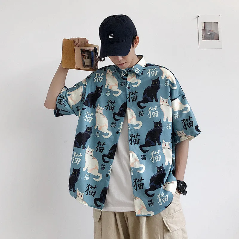 "KAWAII CAT PRINTING" SHORT SLEEVE BLOUSE K080308