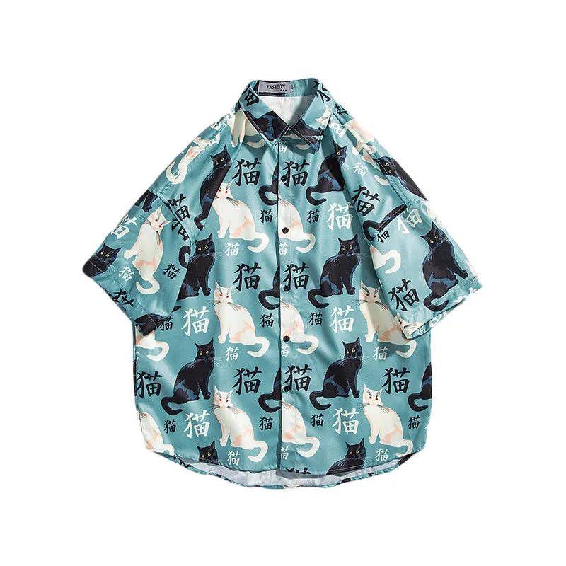 "KAWAII CAT PRINTING" SHORT SLEEVE BLOUSE K080308