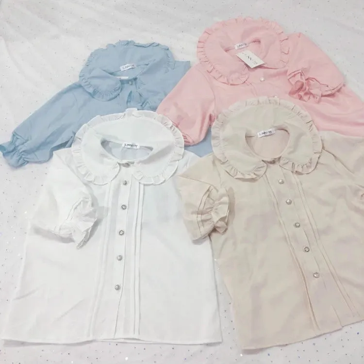 "SWEET DOLL COLLAR BUTTON CHIFFON" SHIRT D072007