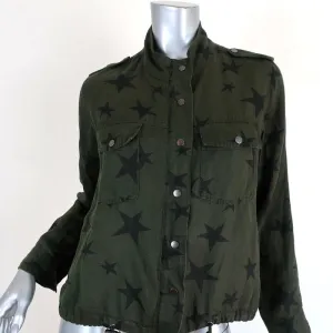 Rails Collins Military Jacket Sage/Black Star Print Size Small Utility Jacket