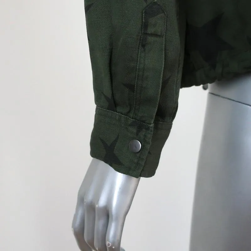 Rails Collins Military Jacket Sage/Black Star Print Size Small Utility Jacket