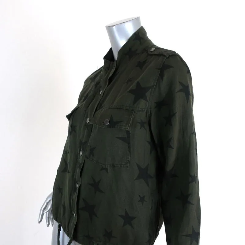 Rails Collins Military Jacket Sage/Black Star Print Size Small Utility Jacket