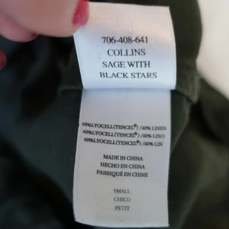 Rails Collins Military Jacket Sage/Black Star Print Size Small Utility Jacket