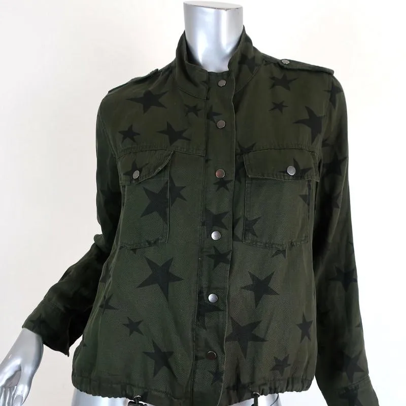 Rails Collins Military Jacket Sage/Black Star Print Size Small Utility Jacket