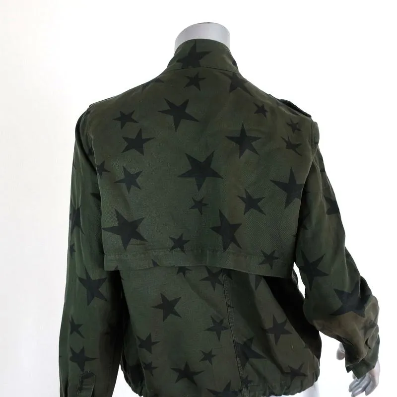 Rails Collins Military Jacket Sage/Black Star Print Size Small Utility Jacket