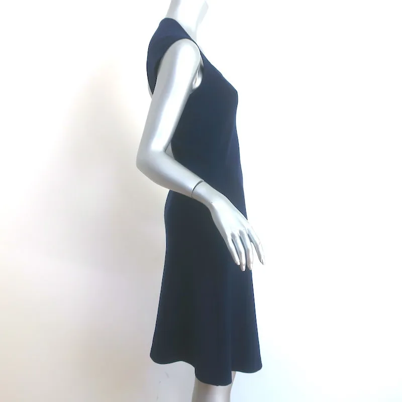 Ralph Lauren Black Label Cutout-Back Dress Navy Stretch Knit Size Medium