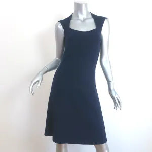 Ralph Lauren Black Label Cutout-Back Dress Navy Stretch Knit Size Medium
