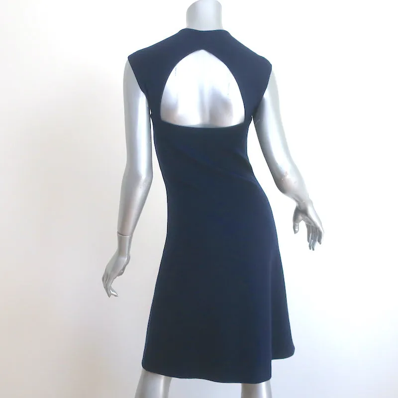 Ralph Lauren Black Label Cutout-Back Dress Navy Stretch Knit Size Medium
