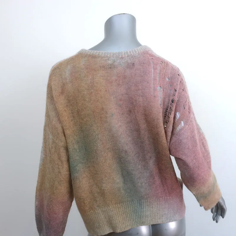Raquel Allegra Distressed Sweater Pink/Multi Wool-Cashmere Knit Size 1
