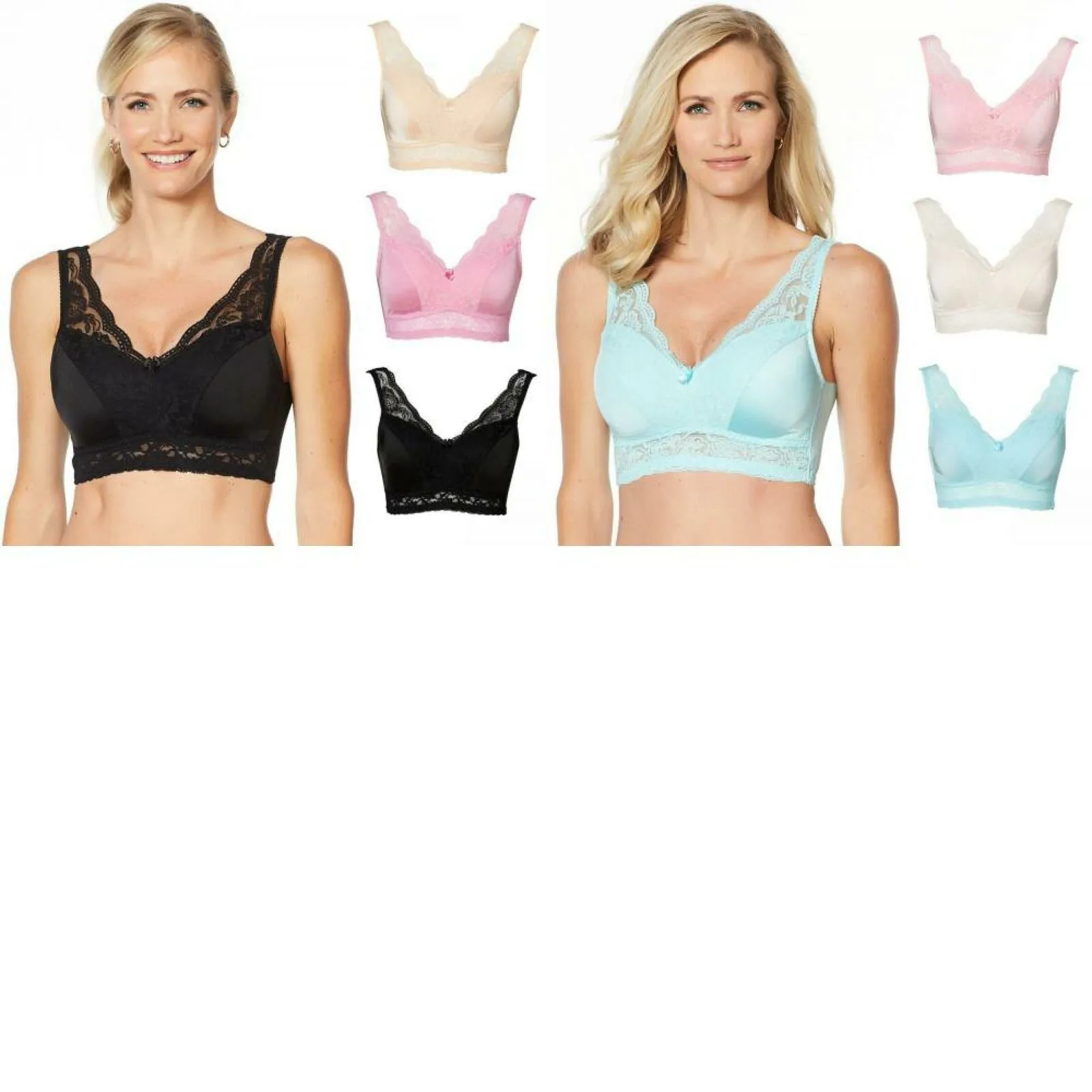 Rhonda Shear 3 Pack Lace Overlay Pin Up Bras
