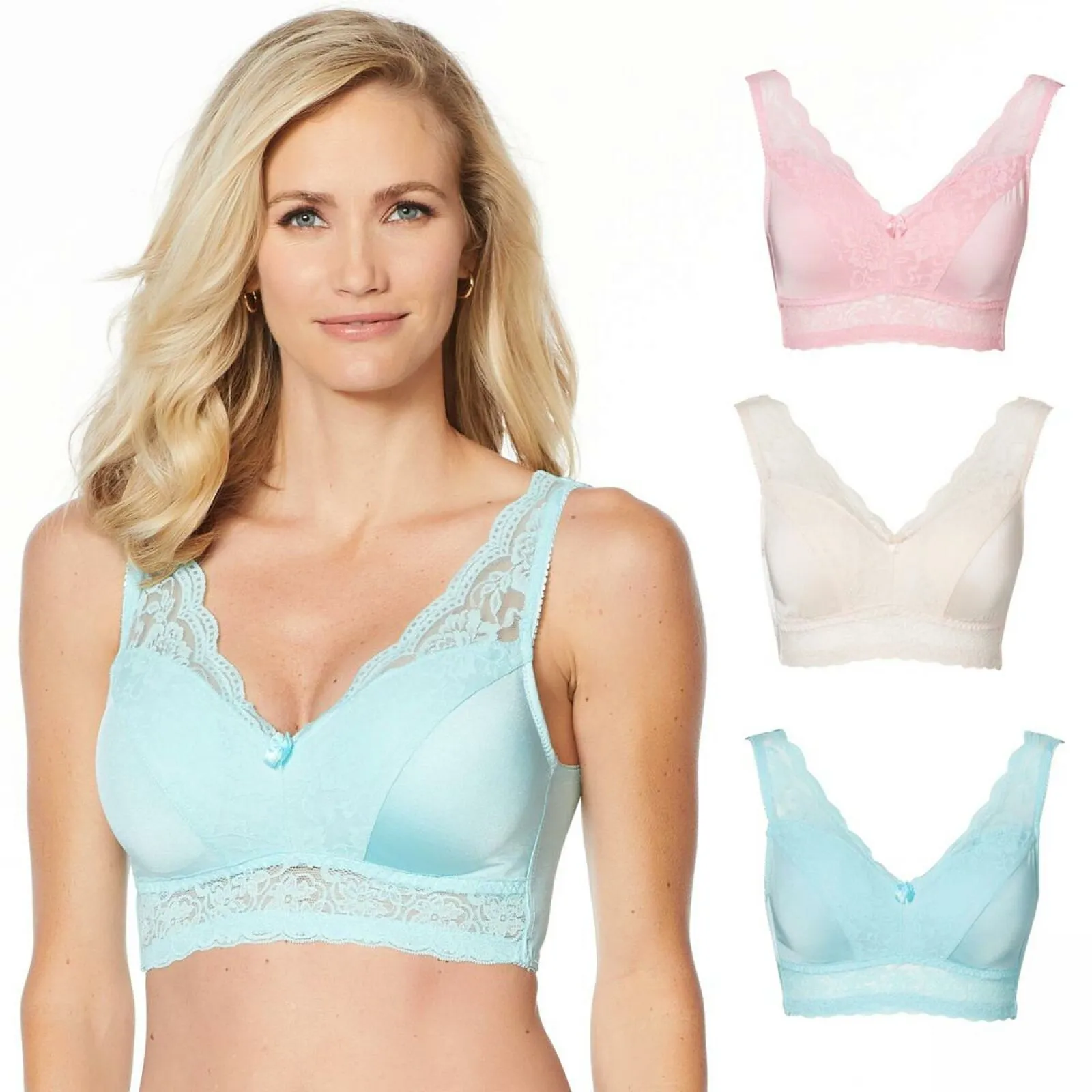 Rhonda Shear 3 Pack Lace Overlay Pin Up Bras