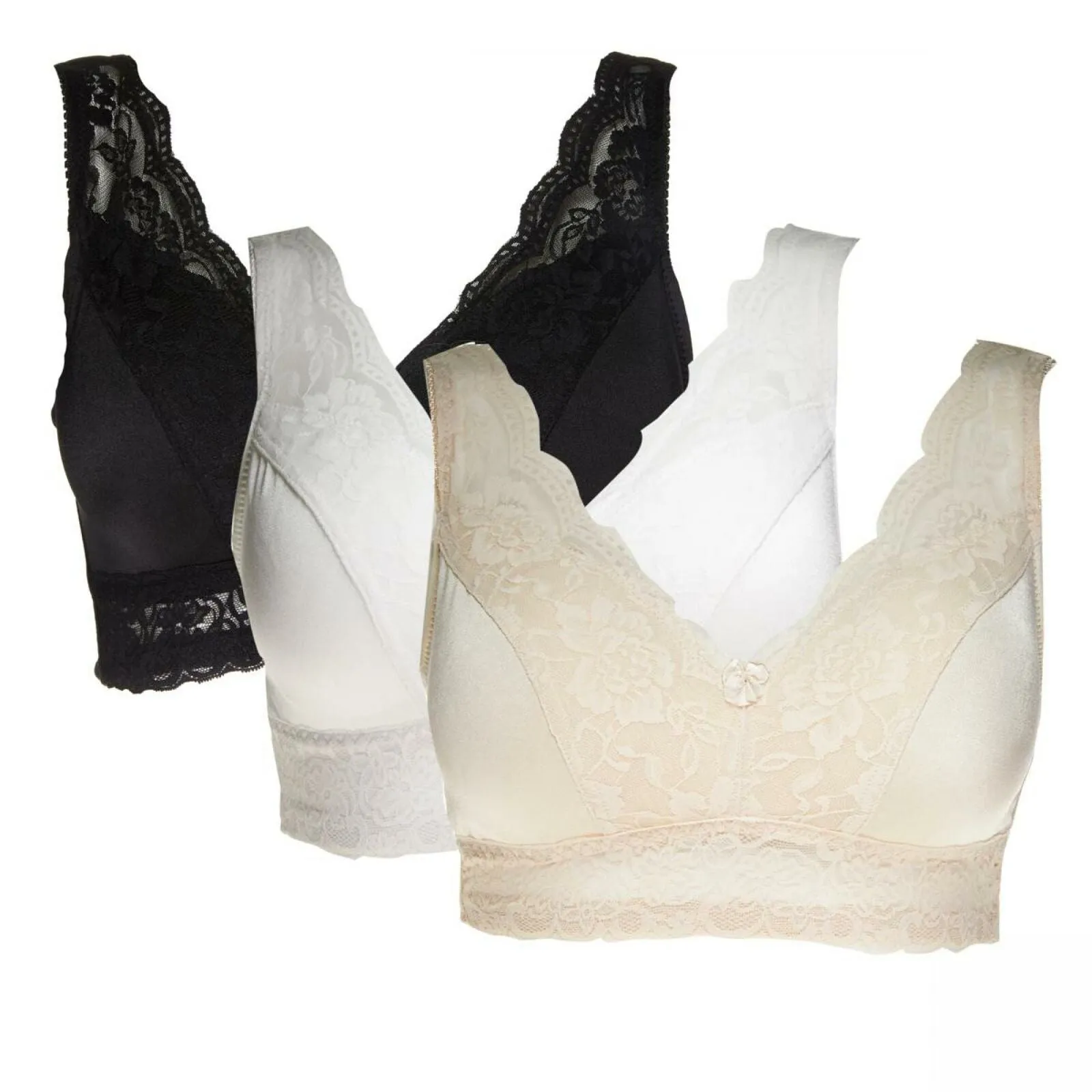 Rhonda Shear 3-Pack Pinup Bras With Removable Pads Black/ White/ Nude Medium