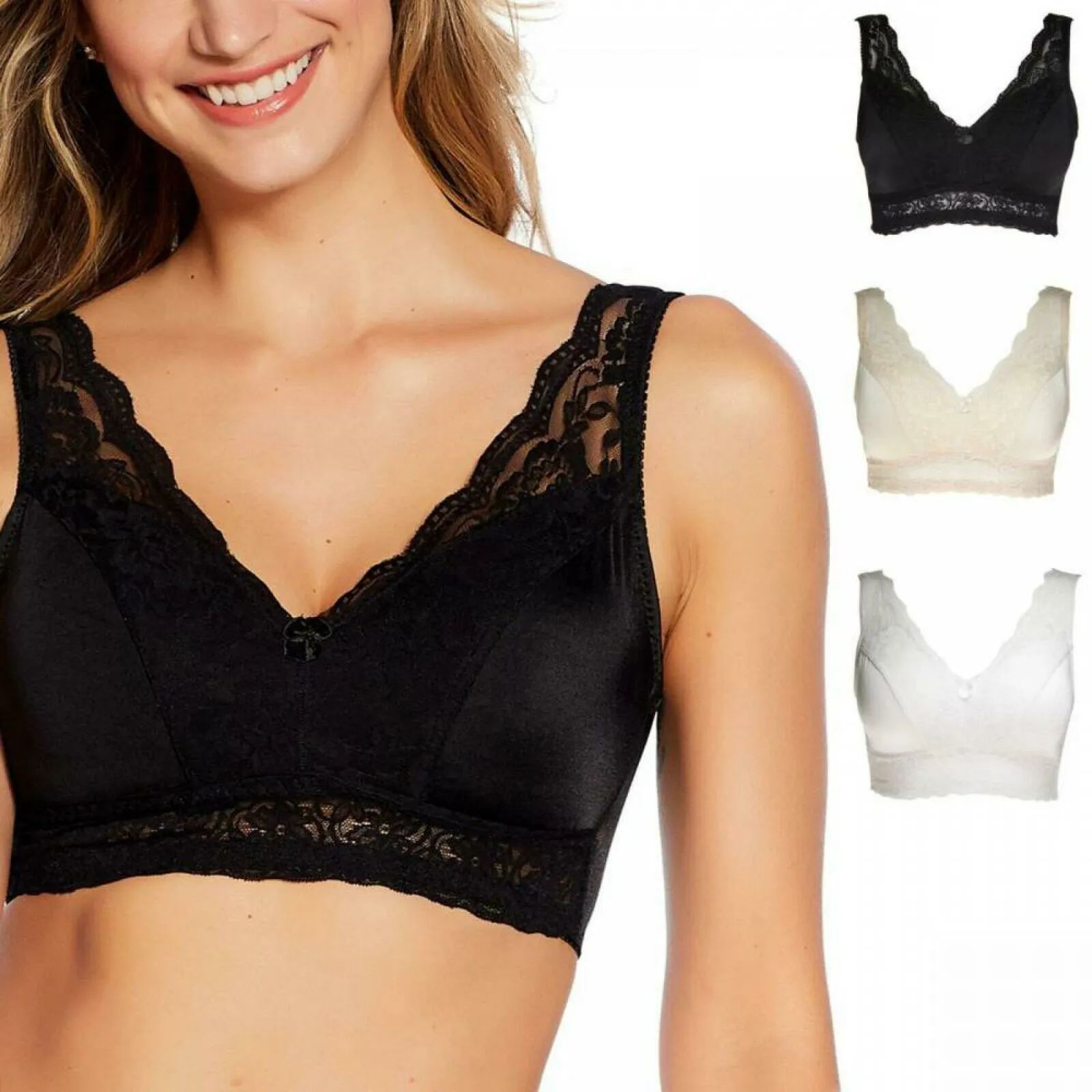 Rhonda Shear 3 Pack Women's Pinup Bras With Removable Pads