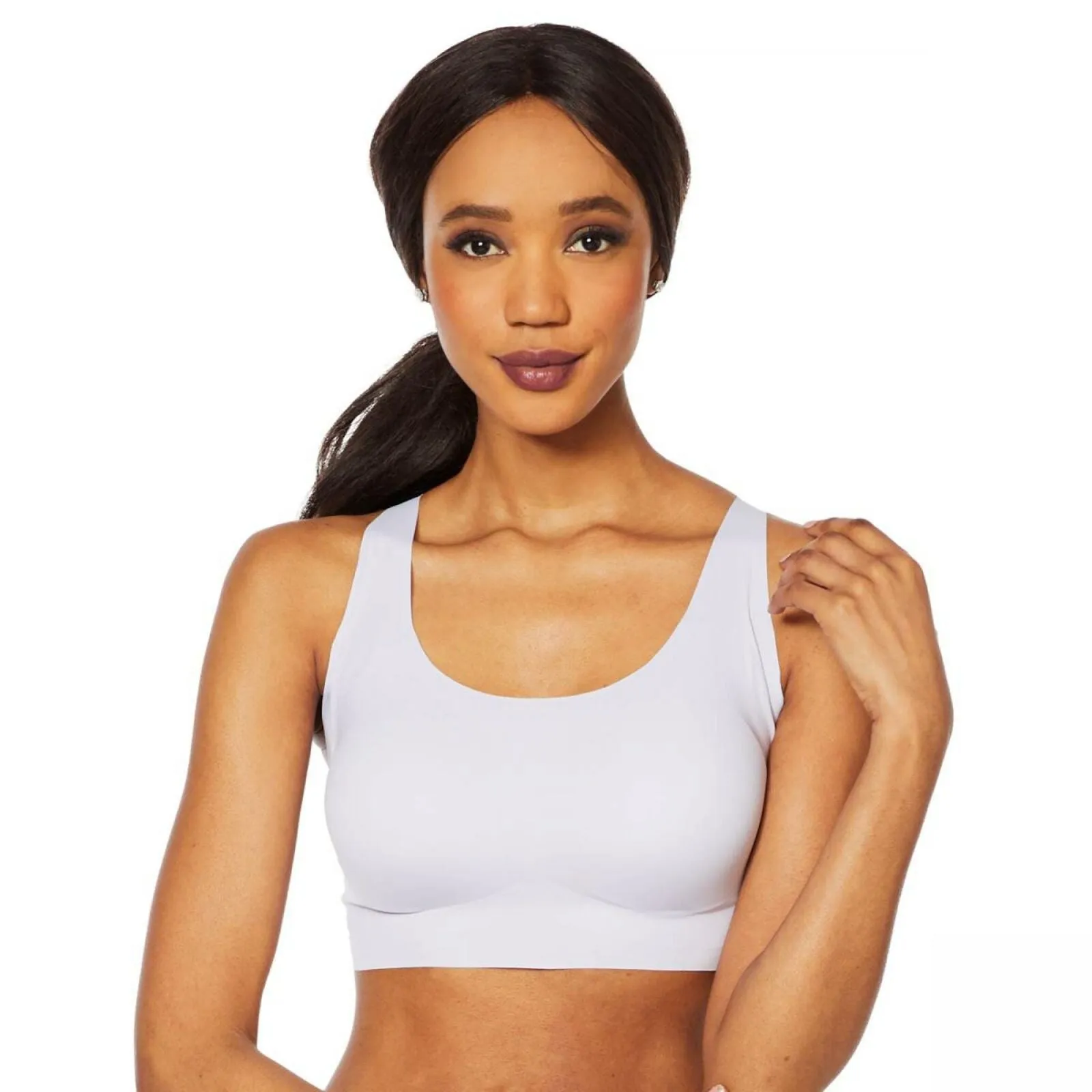 Rhonda Shear Women's Body Bra With Lace Back Lavender XL