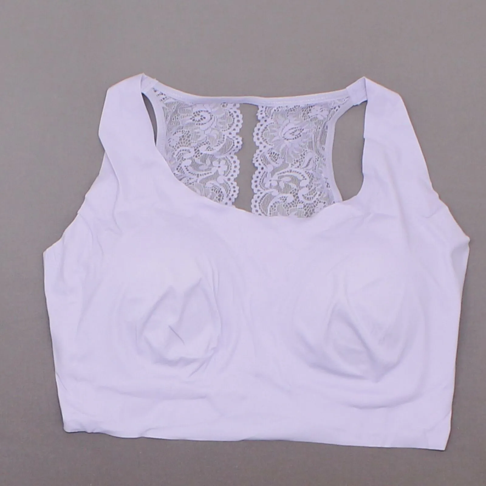 Rhonda Shear Women's Body Bra With Lace Back Lavender XL