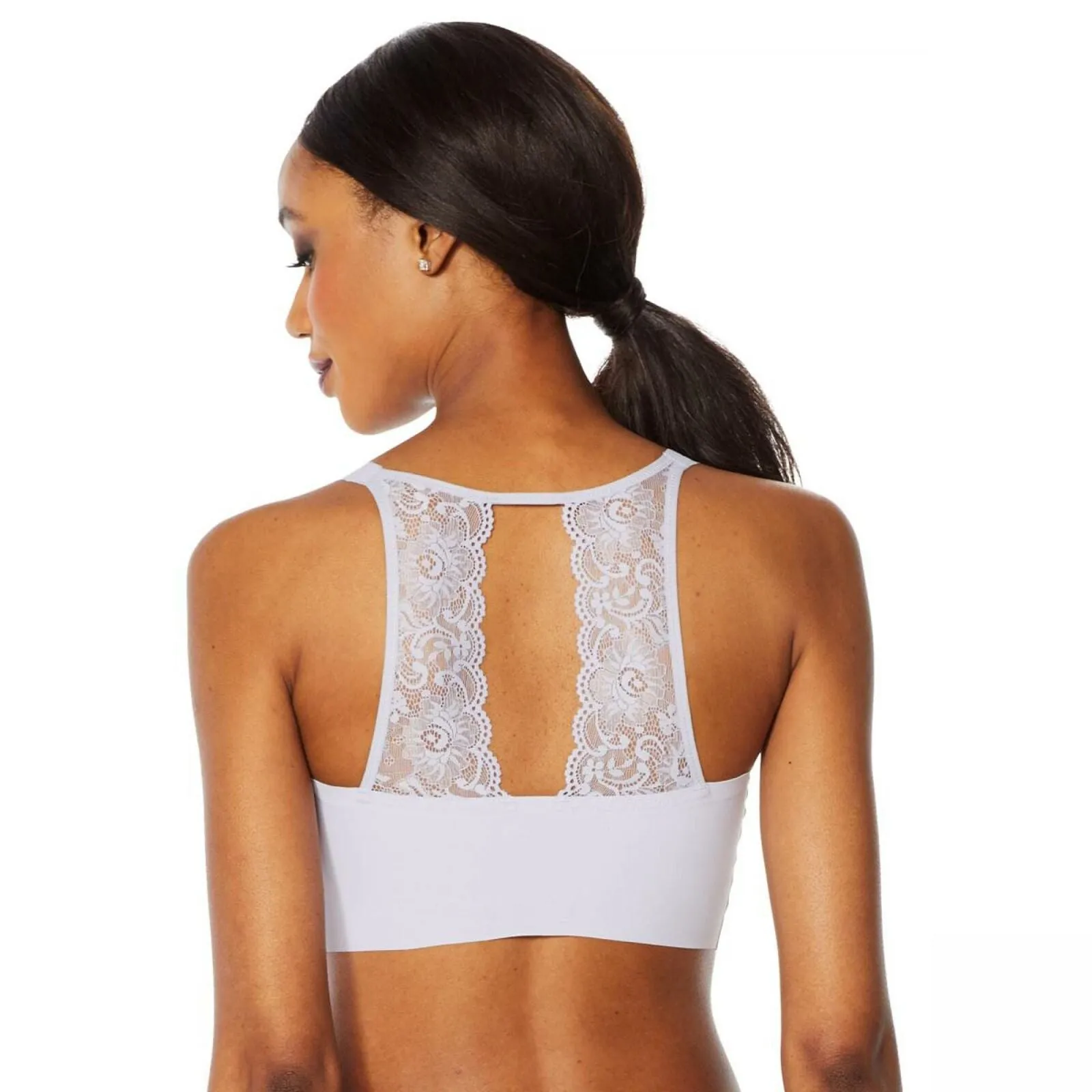 Rhonda Shear Women's Body Bra With Lace Back Lavender XL