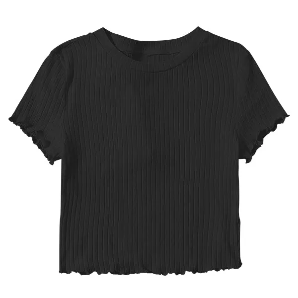 Ribbed Baby Tee with Lettuce Edge