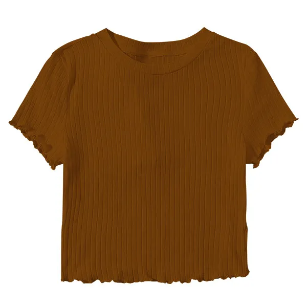 Ribbed Baby Tee with Lettuce Edge