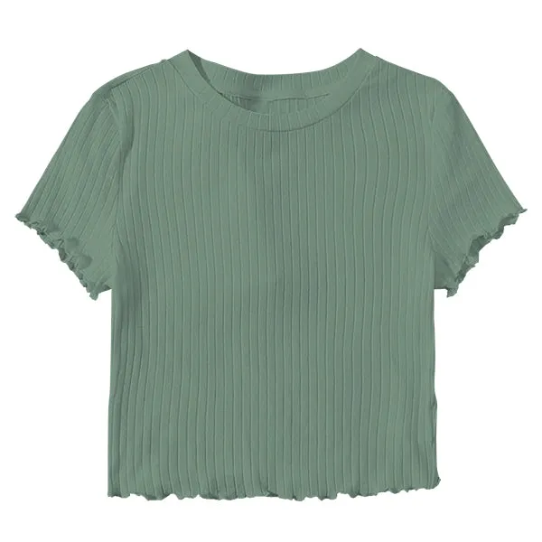 Ribbed Baby Tee with Lettuce Edge