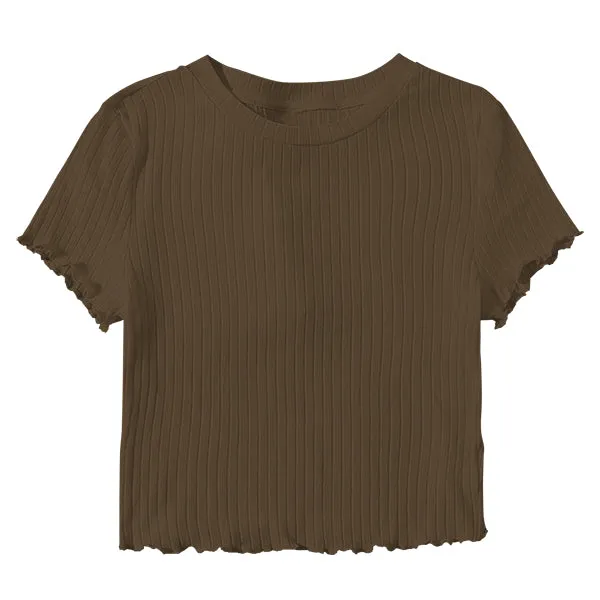 Ribbed Baby Tee with Lettuce Edge