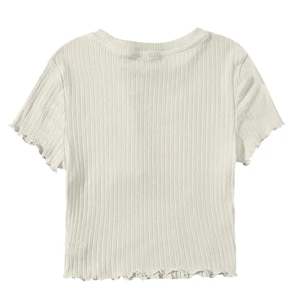 Ribbed Baby Tee with Lettuce Edge