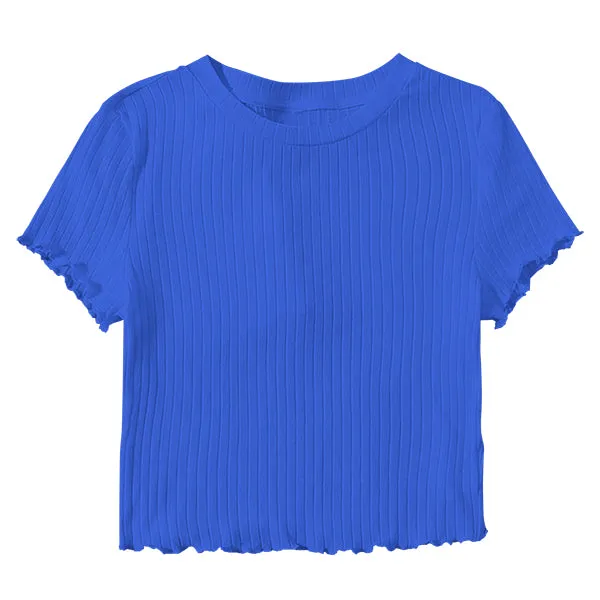 Ribbed Baby Tee with Lettuce Edge