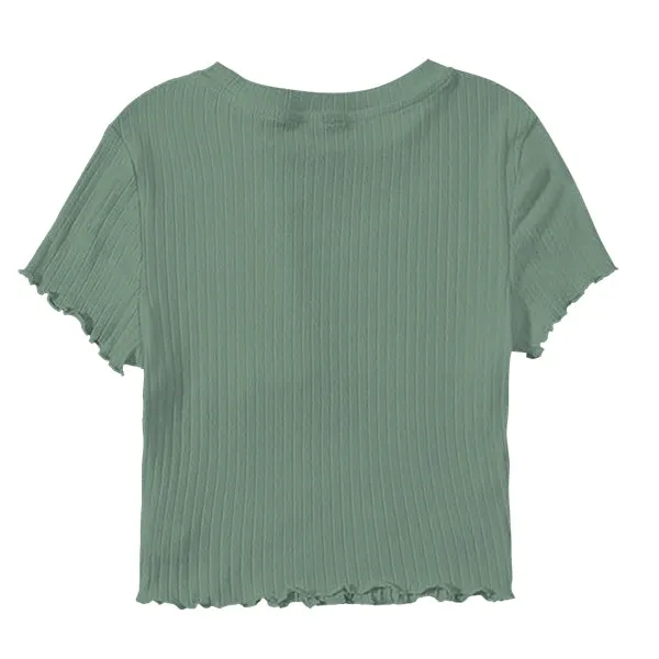 Ribbed Baby Tee with Lettuce Edge