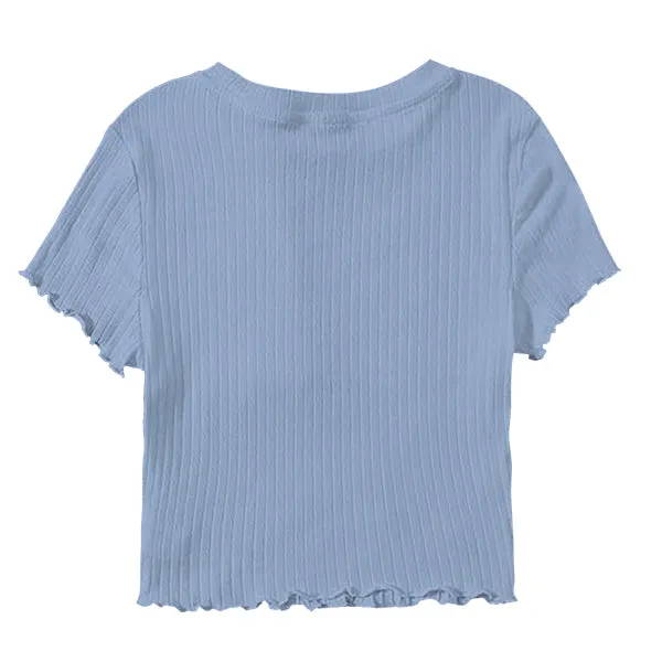 Ribbed Baby Tee with Lettuce Edge