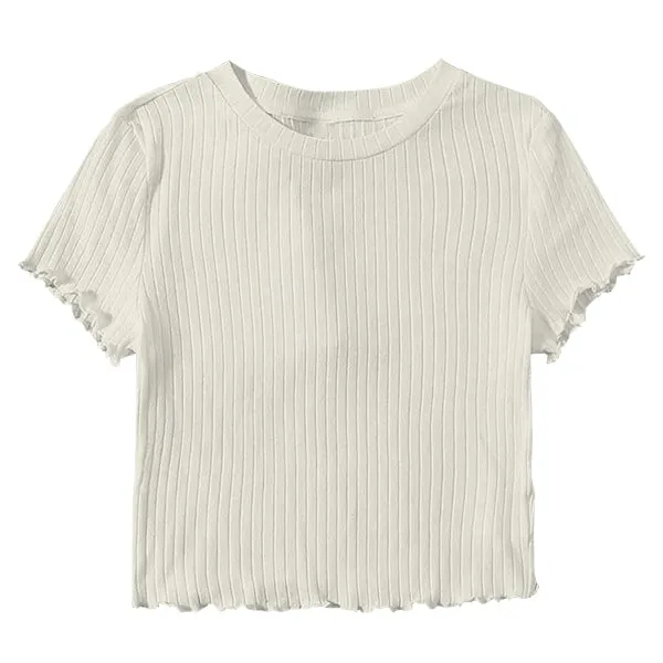 Ribbed Baby Tee with Lettuce Edge