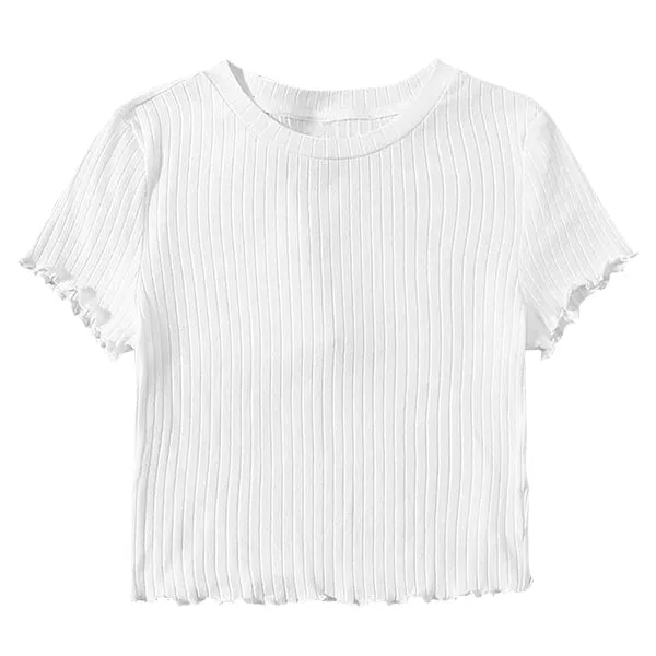 Ribbed Baby Tee with Lettuce Edge