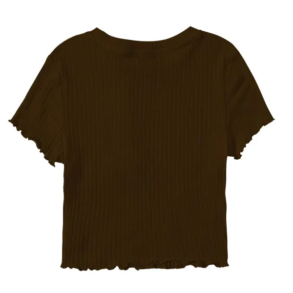 Ribbed Baby Tee with Lettuce Edge