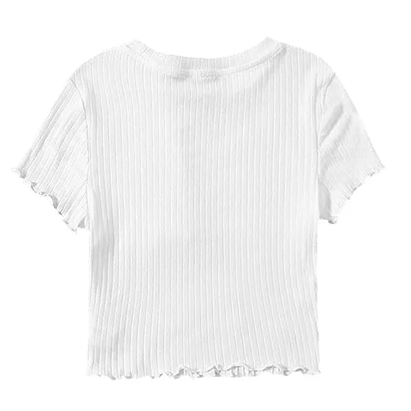 Ribbed Baby Tee with Lettuce Edge