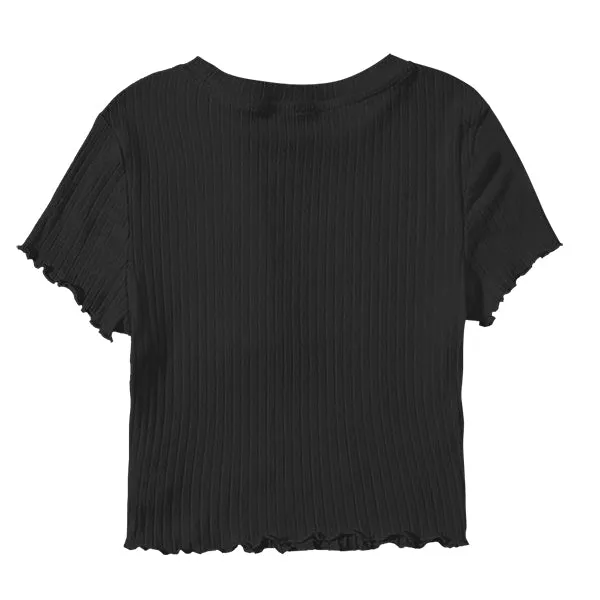 Ribbed Baby Tee with Lettuce Edge
