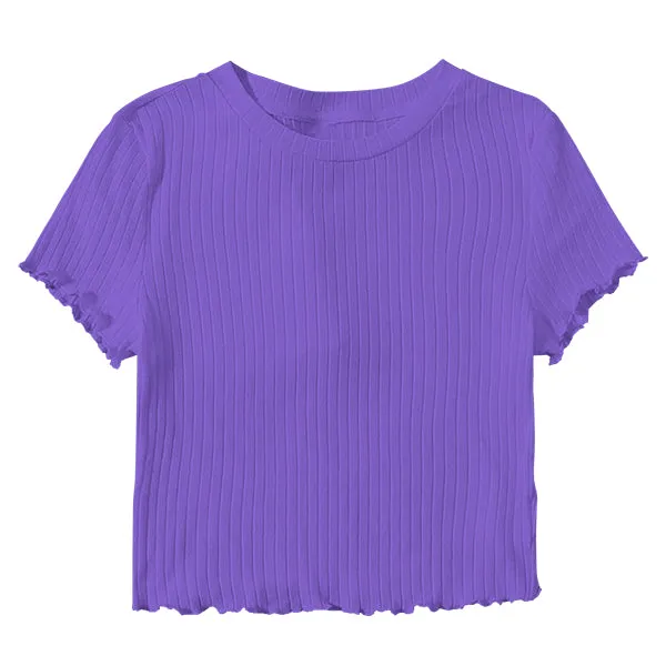 Ribbed Baby Tee with Lettuce Edge