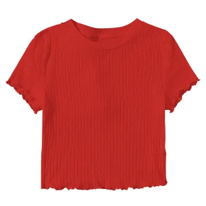 Ribbed Baby Tee with Lettuce Edge