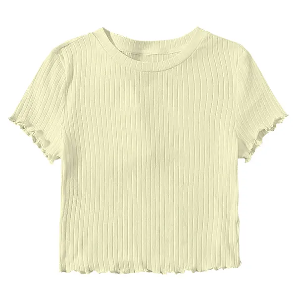 Ribbed Baby Tee with Lettuce Edge