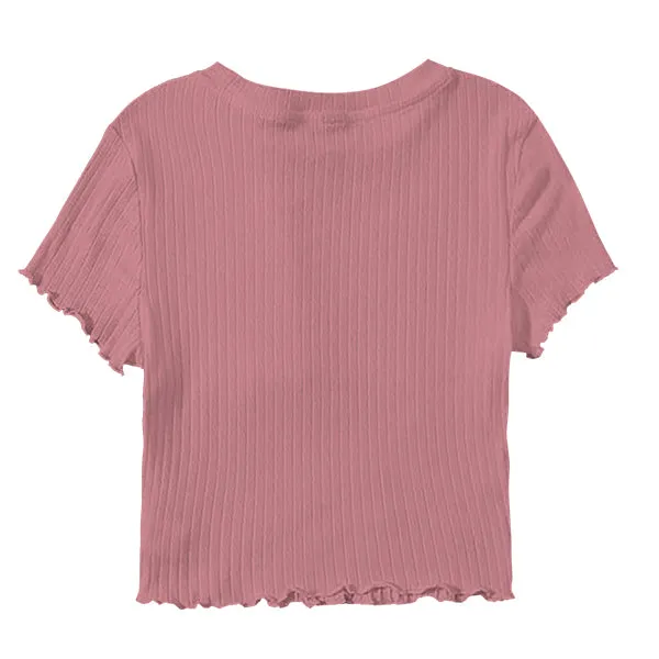 Ribbed Baby Tee with Lettuce Edge