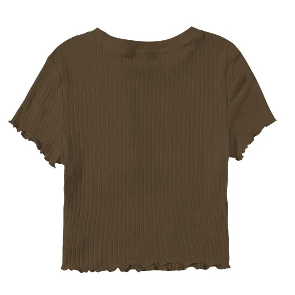 Ribbed Baby Tee with Lettuce Edge