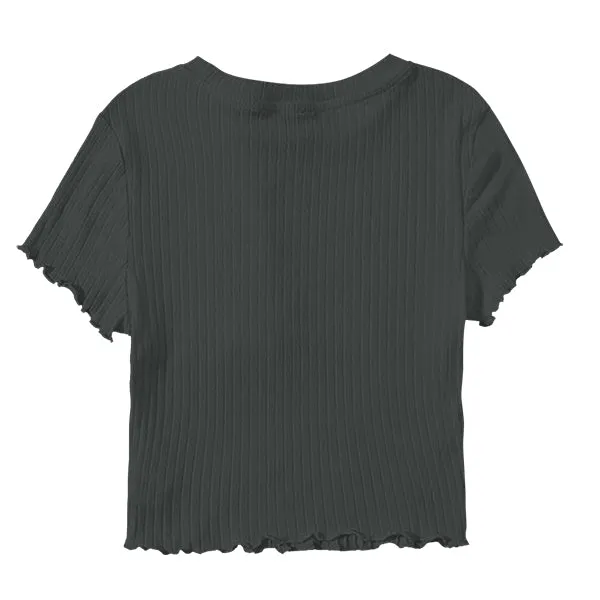 Ribbed Baby Tee with Lettuce Edge