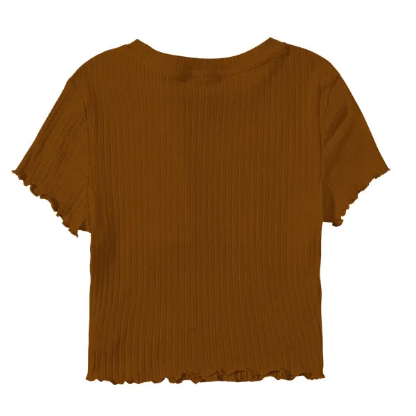 Ribbed Baby Tee with Lettuce Edge