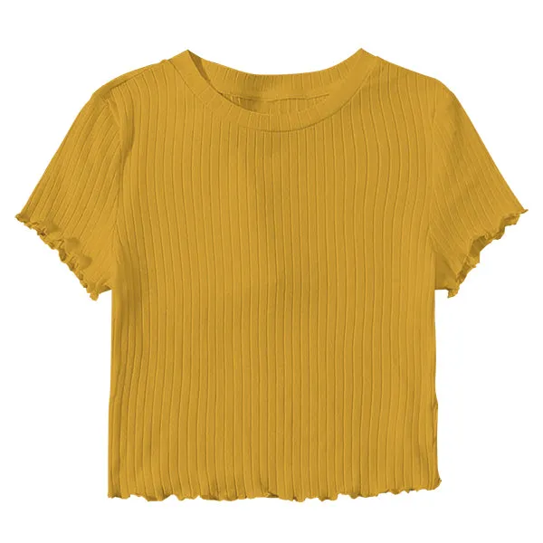 Ribbed Baby Tee with Lettuce Edge