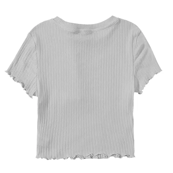 Ribbed Baby Tee with Lettuce Edge