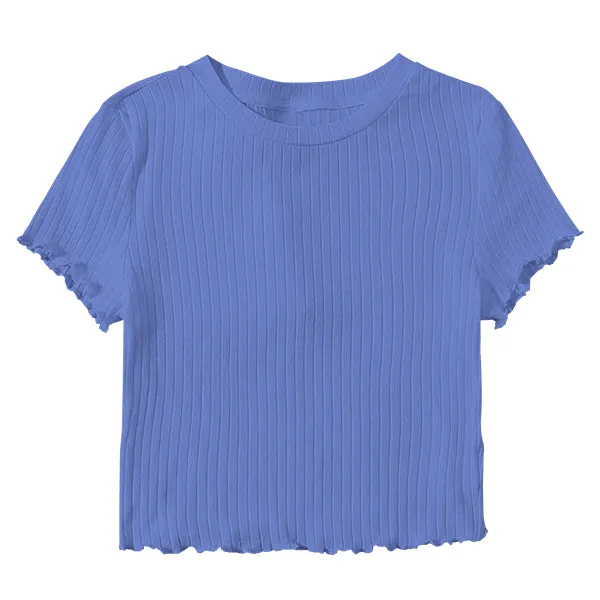 Ribbed Baby Tee with Lettuce Edge
